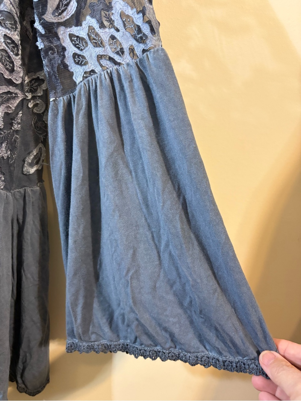 Women’s Slate Blue Floral Lace Tunic Top - Unknown Brand - Picture 10 of 12